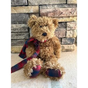 Vintage Boyd's Bears Plush Teddy Bear 18" Brown Plaid Scarf The Boyd's Collectio